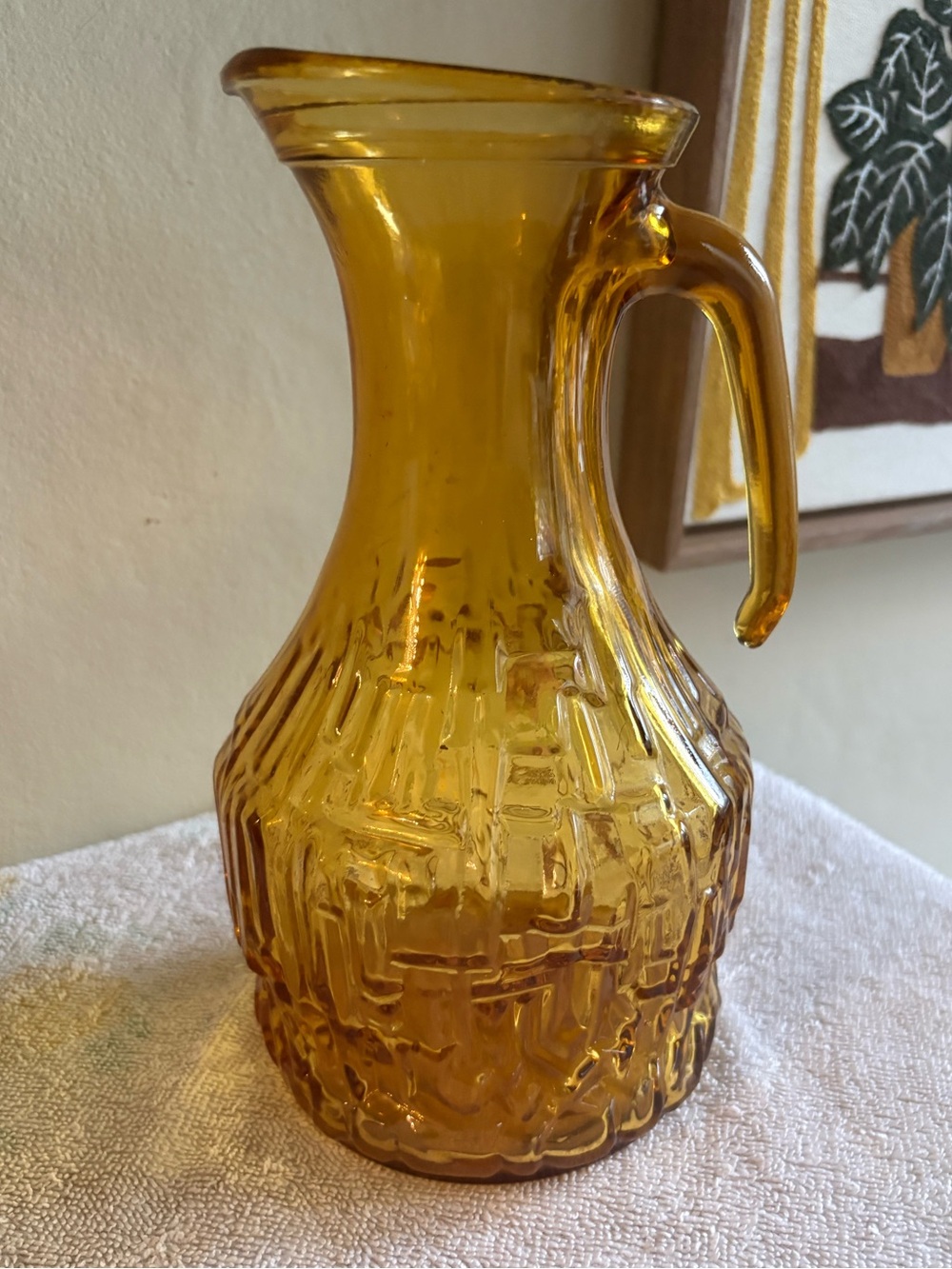 Vintage 1970s Italian Amber Glass Pitcher (Bormioli Rocco